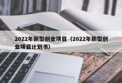 2022年新型创业项目（2022年新型创业项目计划书）